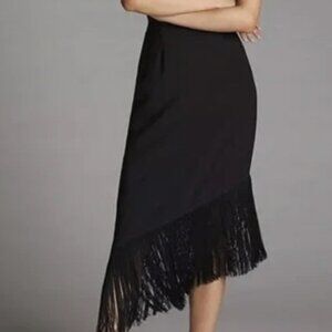 Hutch Anthropologie one shoulder fringe hem cocktail dress